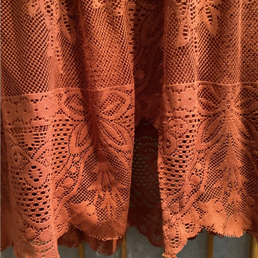 Free People Kristal Lace Salinas Foil Print Dress Rust Women's Size 4
